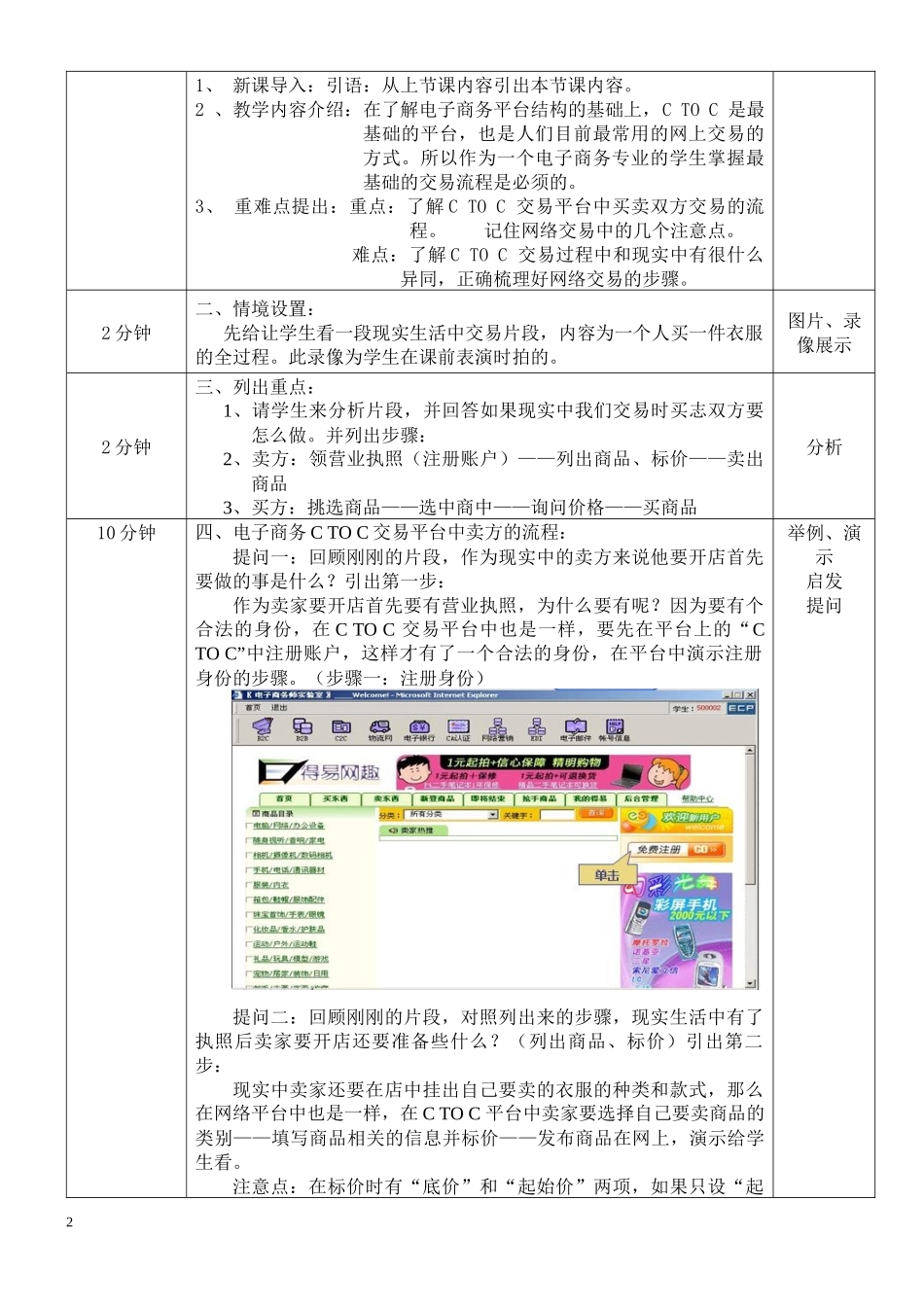 授课教案学习领域电子商务师授课班级05级电子商务专业_第2页