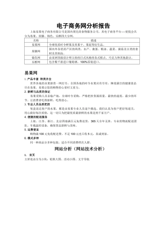 电子商务网分析报告范本