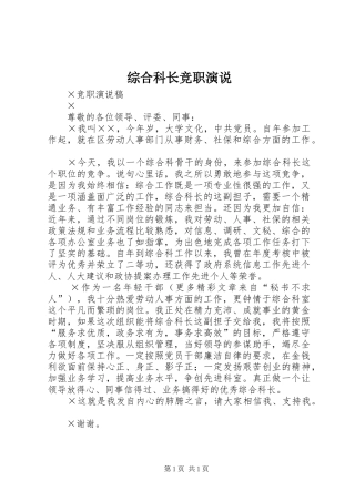 综合科长竞职演说稿 (5)