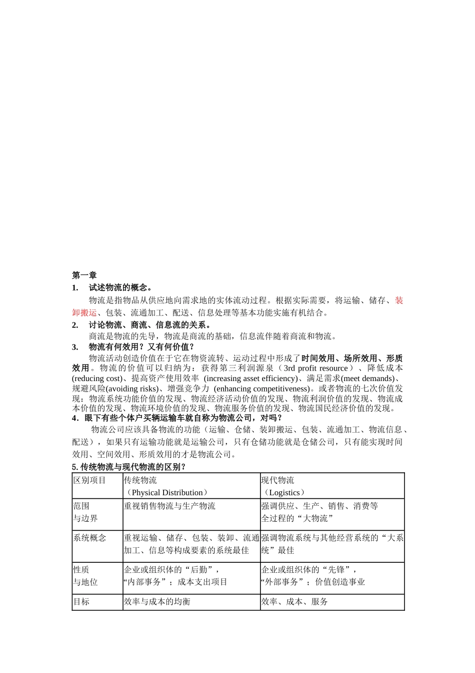 物流与供应链管理复习资料_第1页