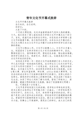 青年文化节开幕式演讲致辞