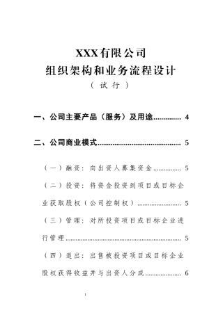 某有限公司组织架构和业务流程设计概述
