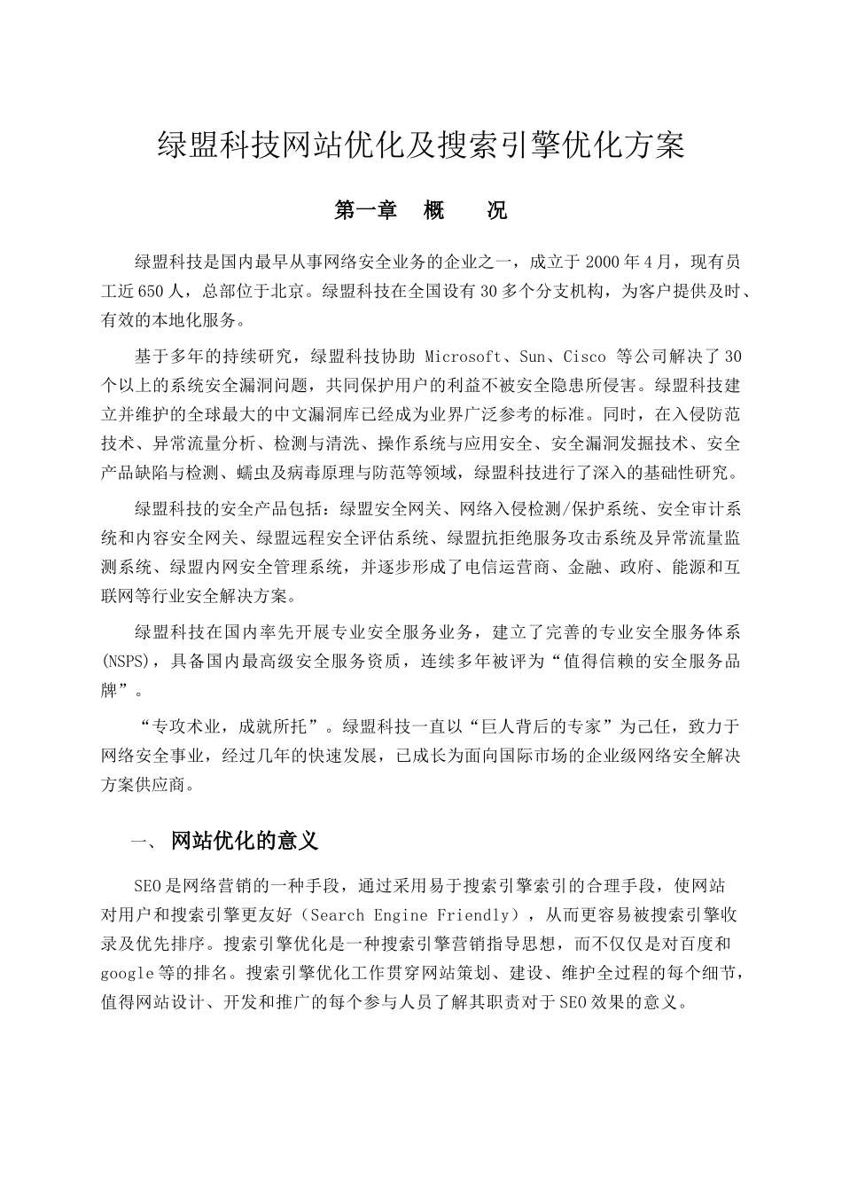 绿盟科技网站优化及搜索引擎优化方案_第1页