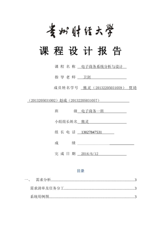 电子商务系统分析与设计报告