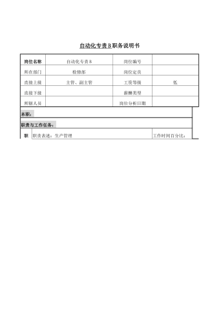 自动化专责B岗位职务说明