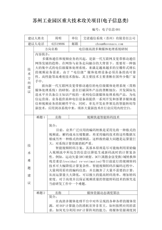 苏州工业园区重大技术攻关项目(电子信息类)