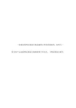 网站策划方案写作、演示标准(1)