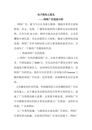 电子商务之我见--网络广告投放分析(1)