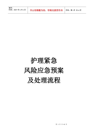 护理紧急风险应急预案及处理流程