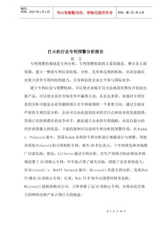 打火机行业专利预警分析报告(1)