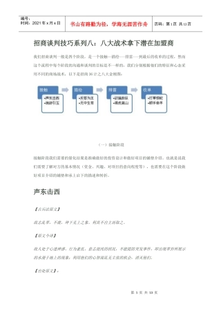 招商加盟36计的八大金刚之【【招商谈判技巧宝典】八：八大战术拿下潜