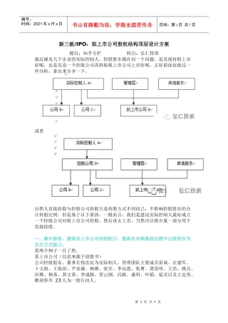 拟上市公司股权结构顶层设计方案