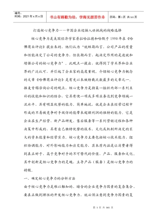 打造核心竞争力中国企业迎接入世挑战的战略选择（推荐DOC151）