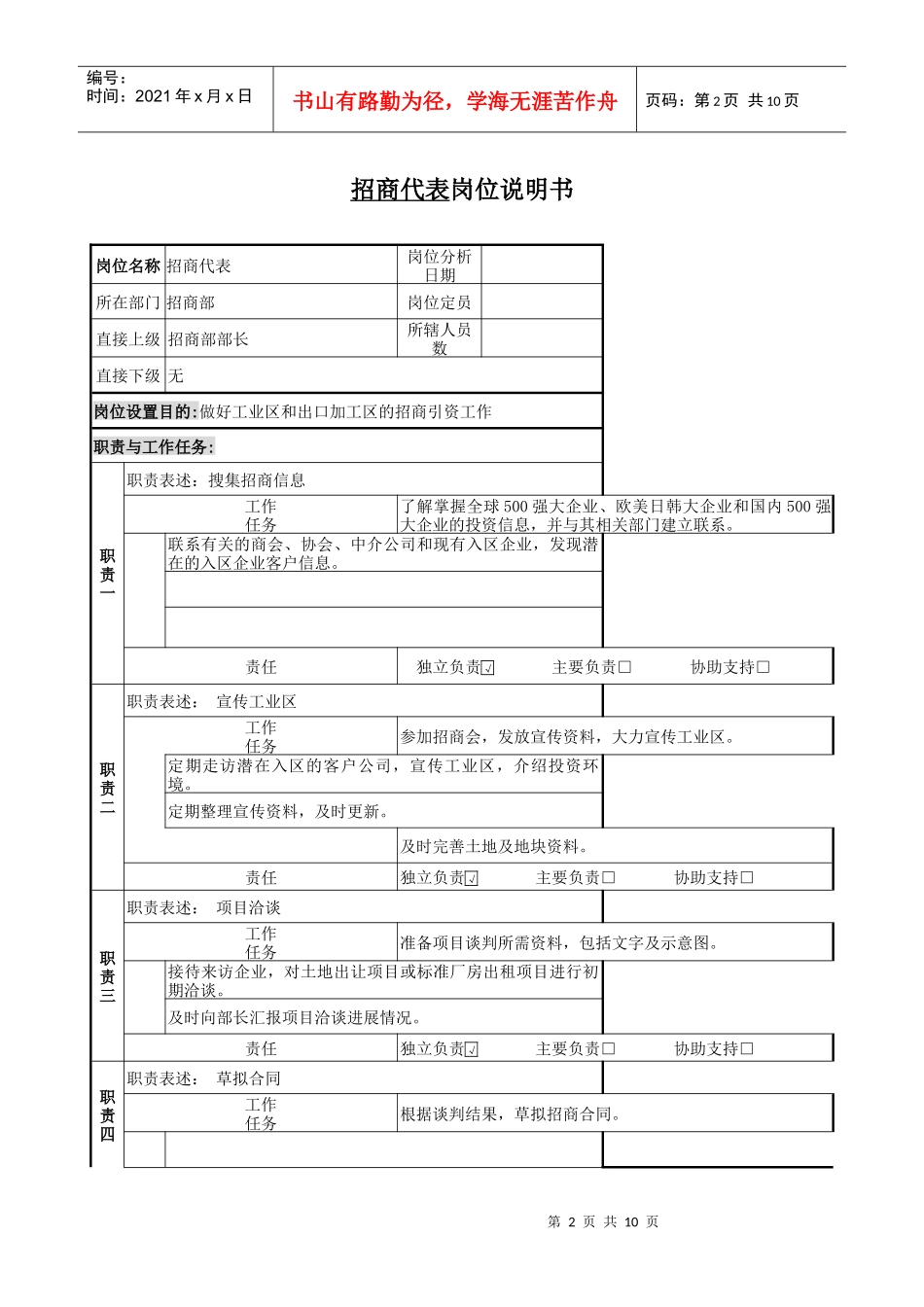 招商代表岗位职责_第2页