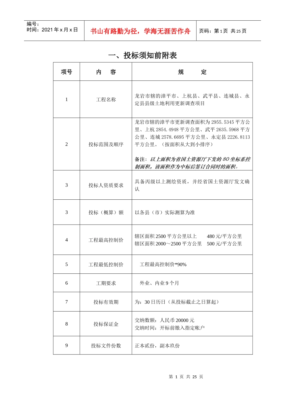 招标工程综合说明与投标须知_第1页