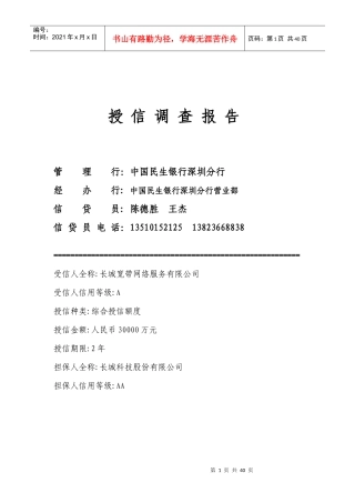 授信调查报告