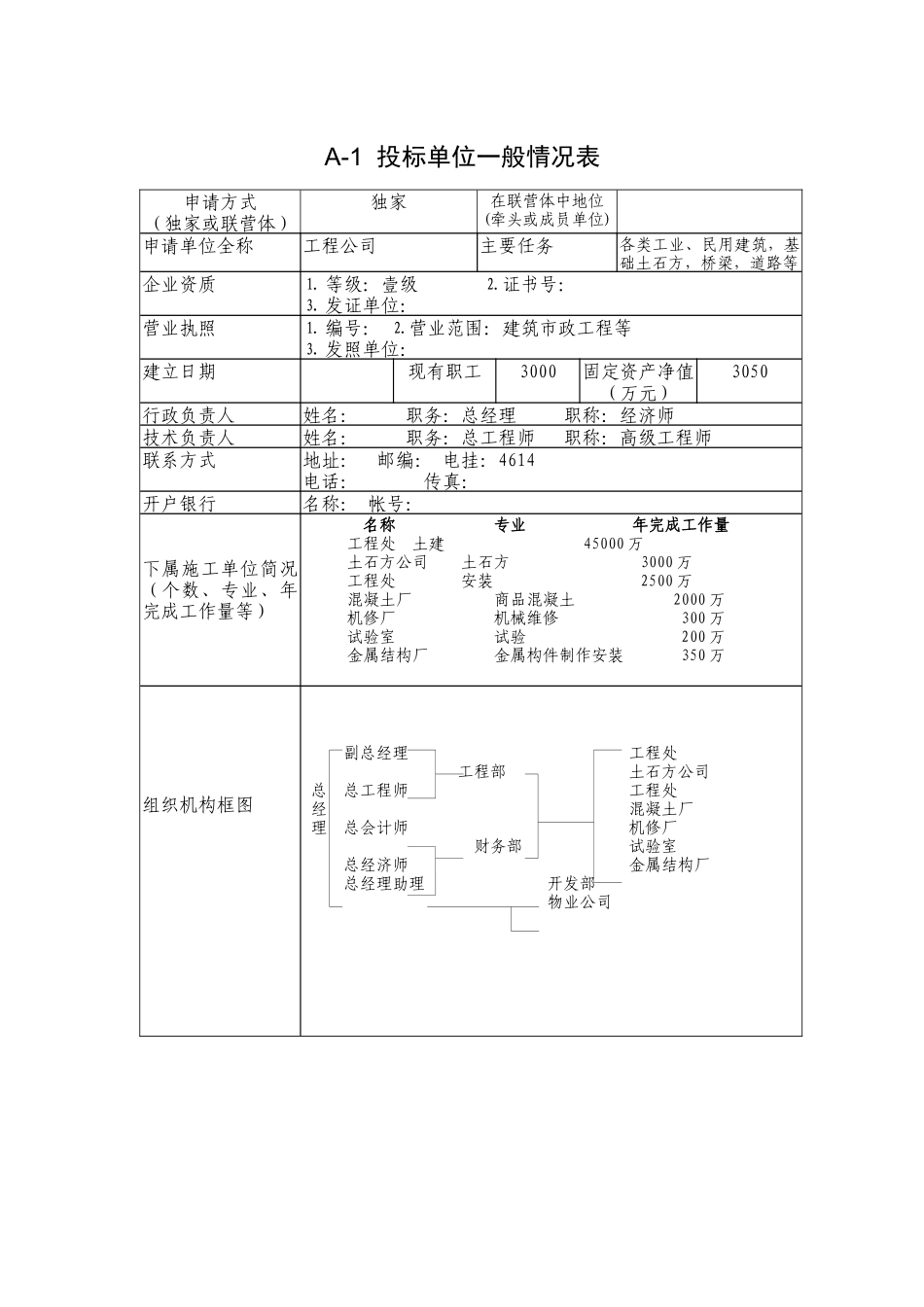 投标单位一般情况表_第1页