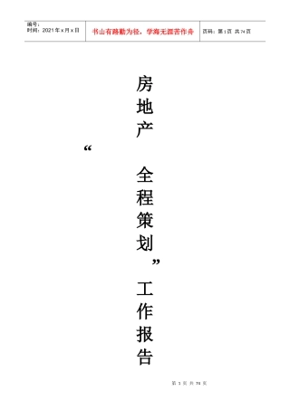 房地产全程策划工作报告书