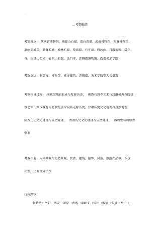 丝绸之路考察报告