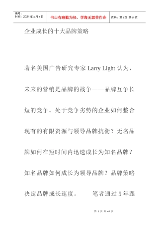 打造一流品牌的成功十大策略