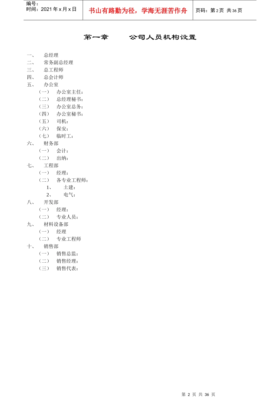 房地产公司管理制度汇编与各部门分工修改_第2页