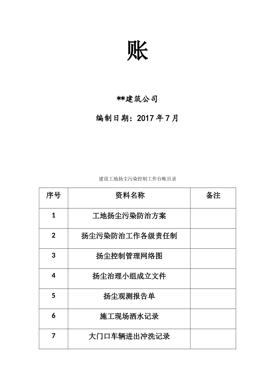 扬尘治理专项台账方案(DOC40页)_第2页
