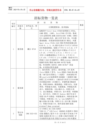 招标货物一览表