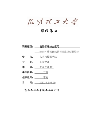 设计管理课程作业--雷蛇鼠标改良设计