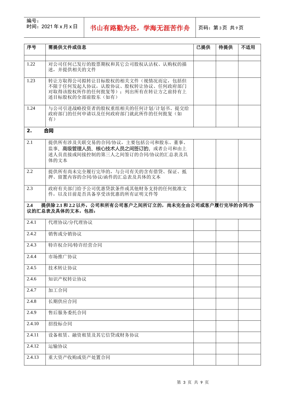 投资并购--法务尽职调查清单_第3页
