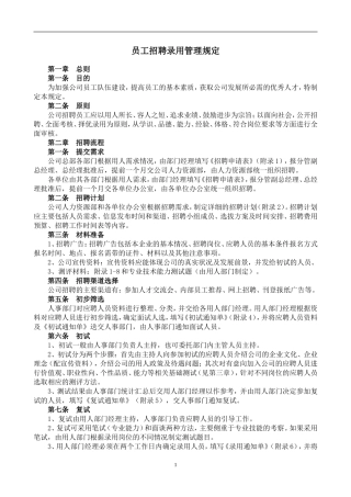 招聘录用管理办法及范本题库