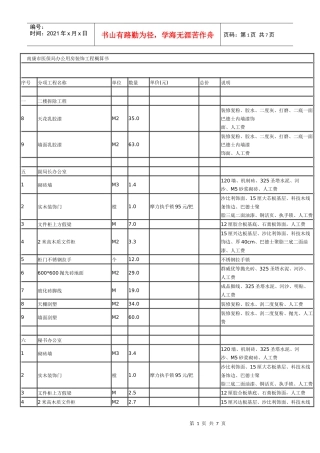 房装饰工程概算书