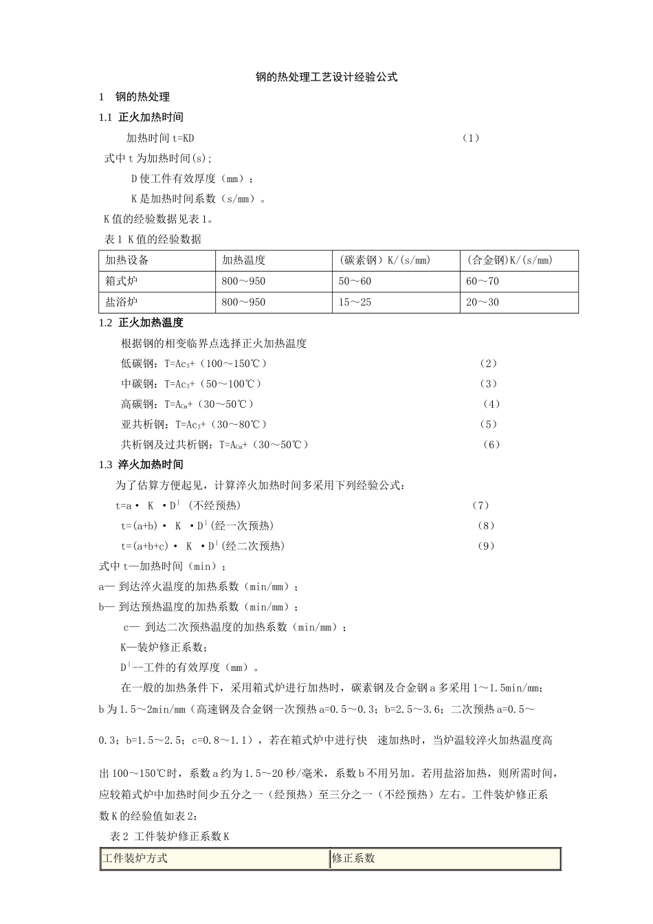 钢的热处理工艺设计经验公式_第1页