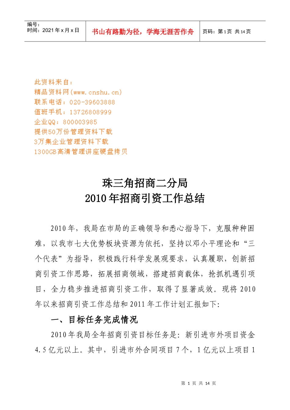 招商引资年度工作总结_第1页