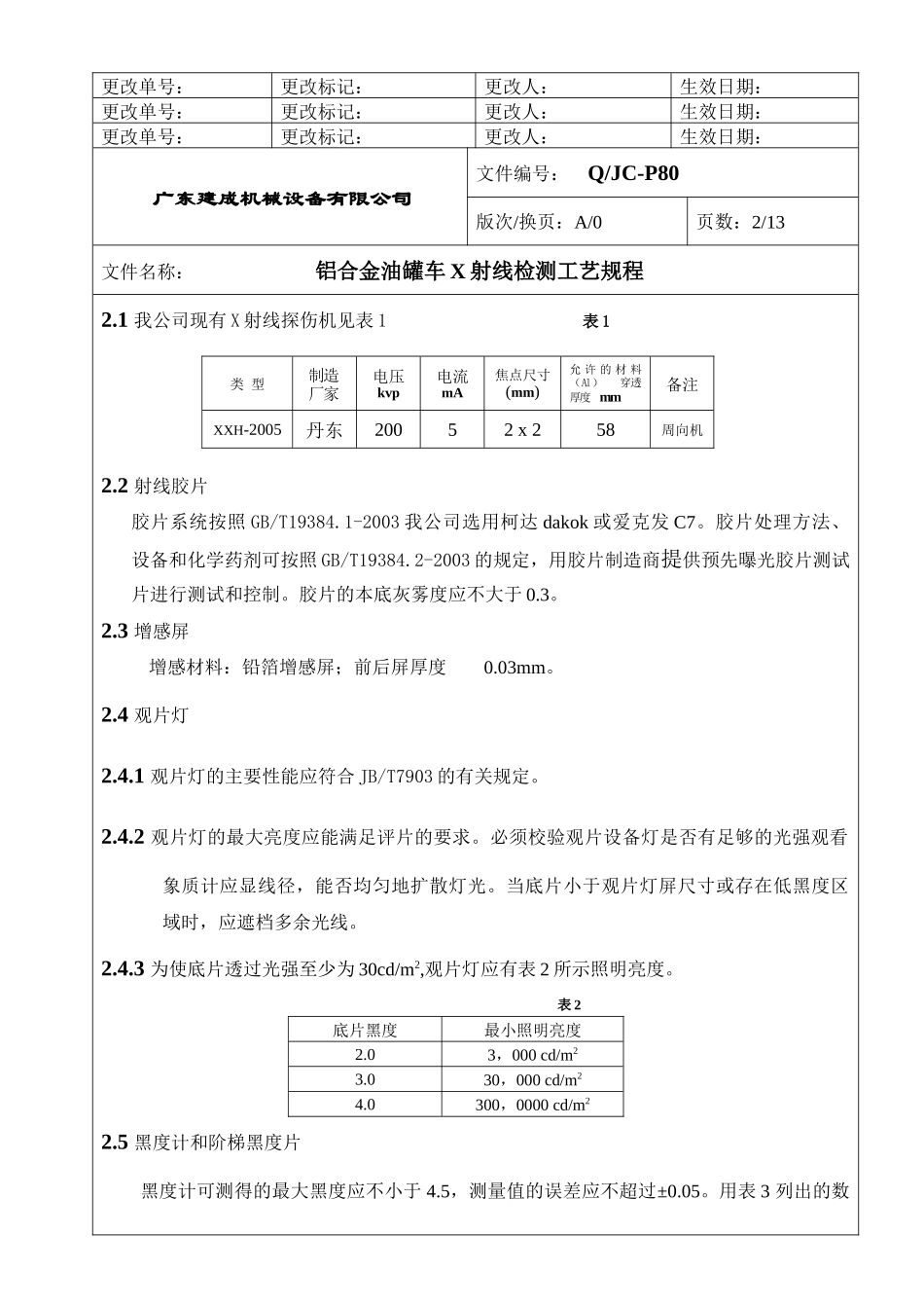 铝合金油罐车X射线检测工艺规程_第2页