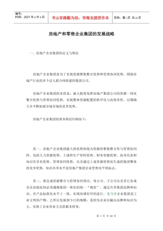 房地产和零售企业集团的发展战略(1)