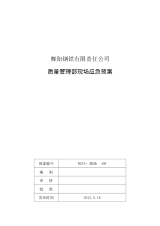 质量管理部现场处置方案