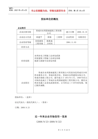 投标资料荣成水利基础