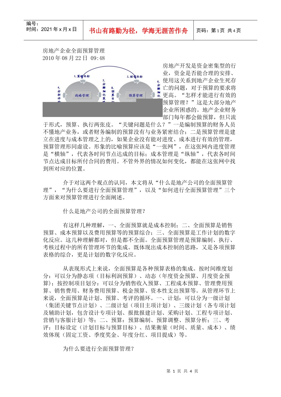 房地产企业全面预算管理资料_第1页