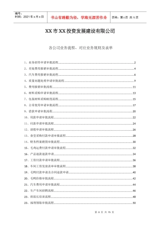 投资发展建设公司业务流程、对应业务规则及表单