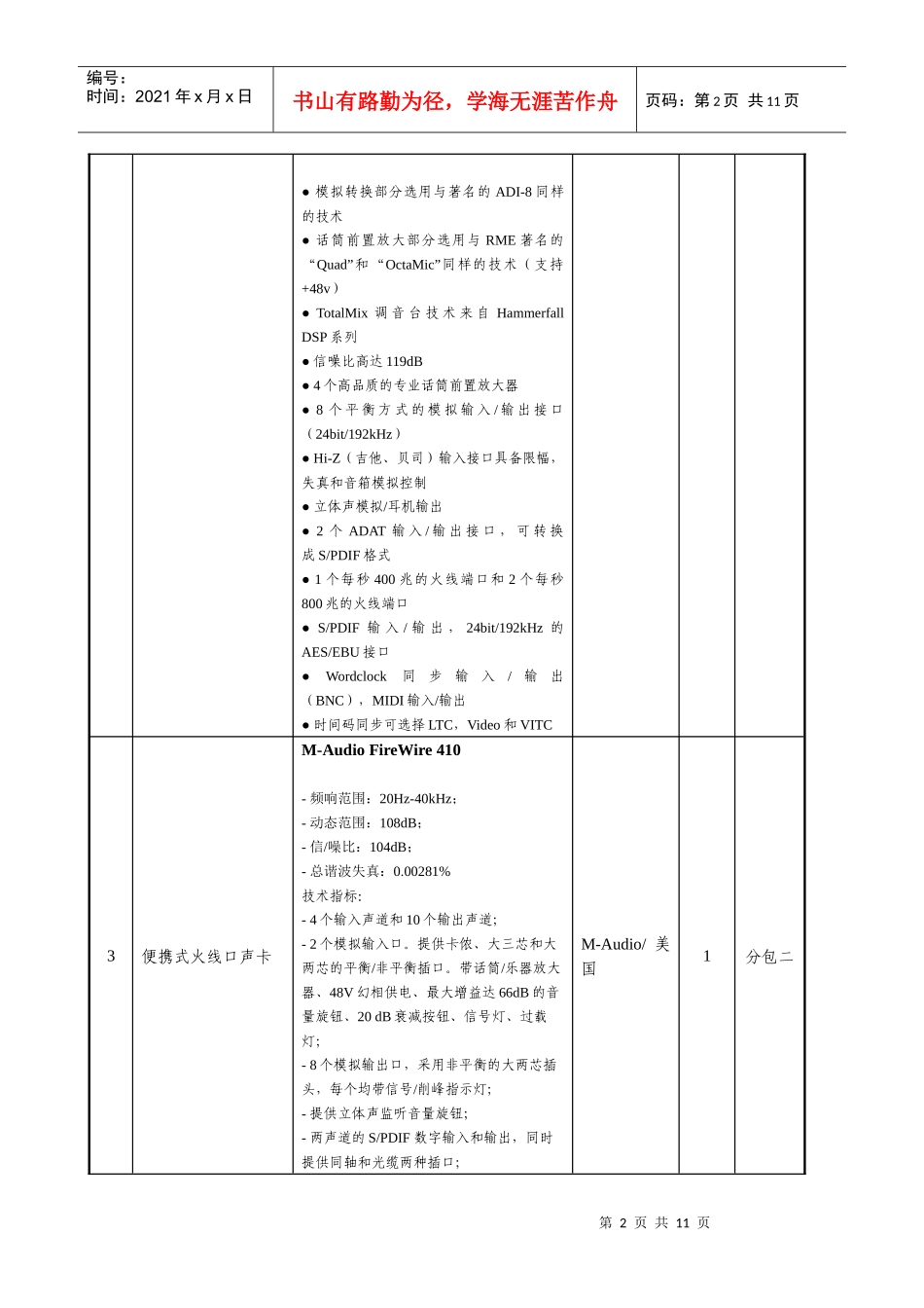 招投标项目设备清单表_第2页