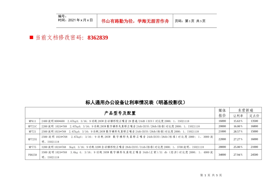 投标人通用办公设备让利率情况表_第1页