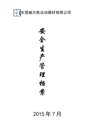某运动器材公司安全生产管理档案