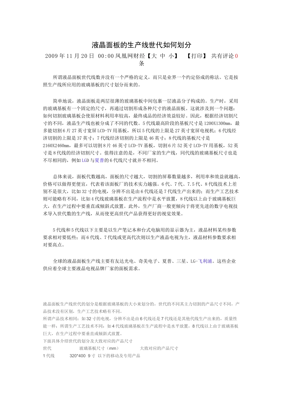 液晶面板的生产线世代如何划分_第1页