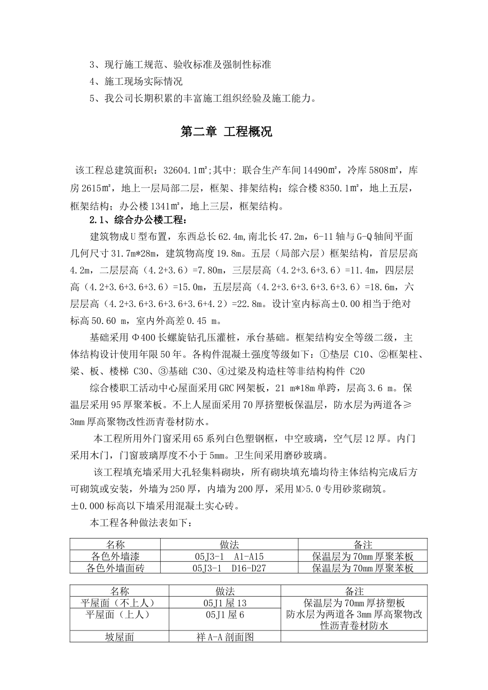 某生产车间、冷库及库房、综合楼、办公楼施工组织设计_第3页