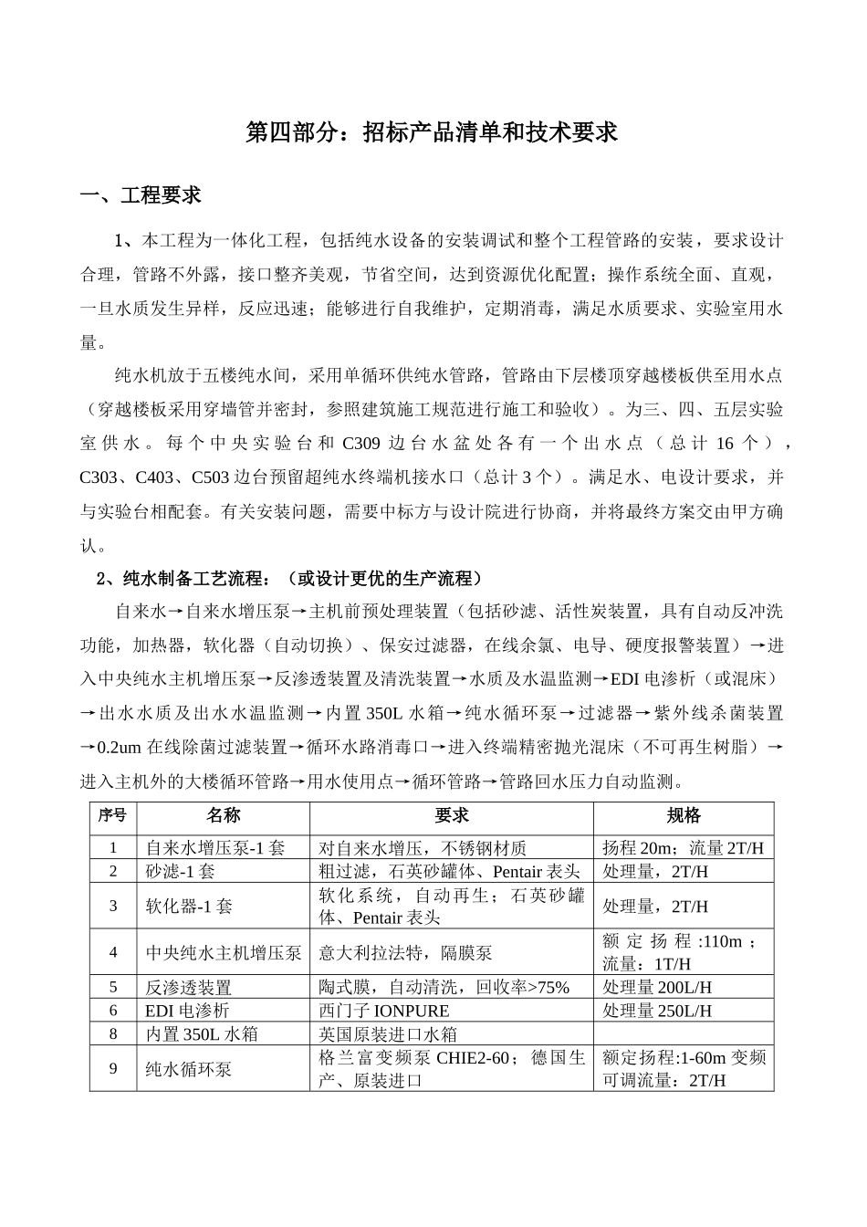 招标产品清单和技术要求_第1页