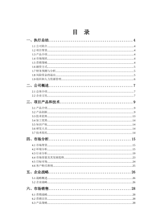 挑战杯创业计划书范本