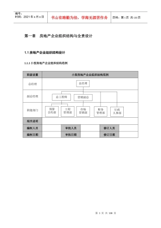 房地产企业精细化管理全案（DOC 120页）