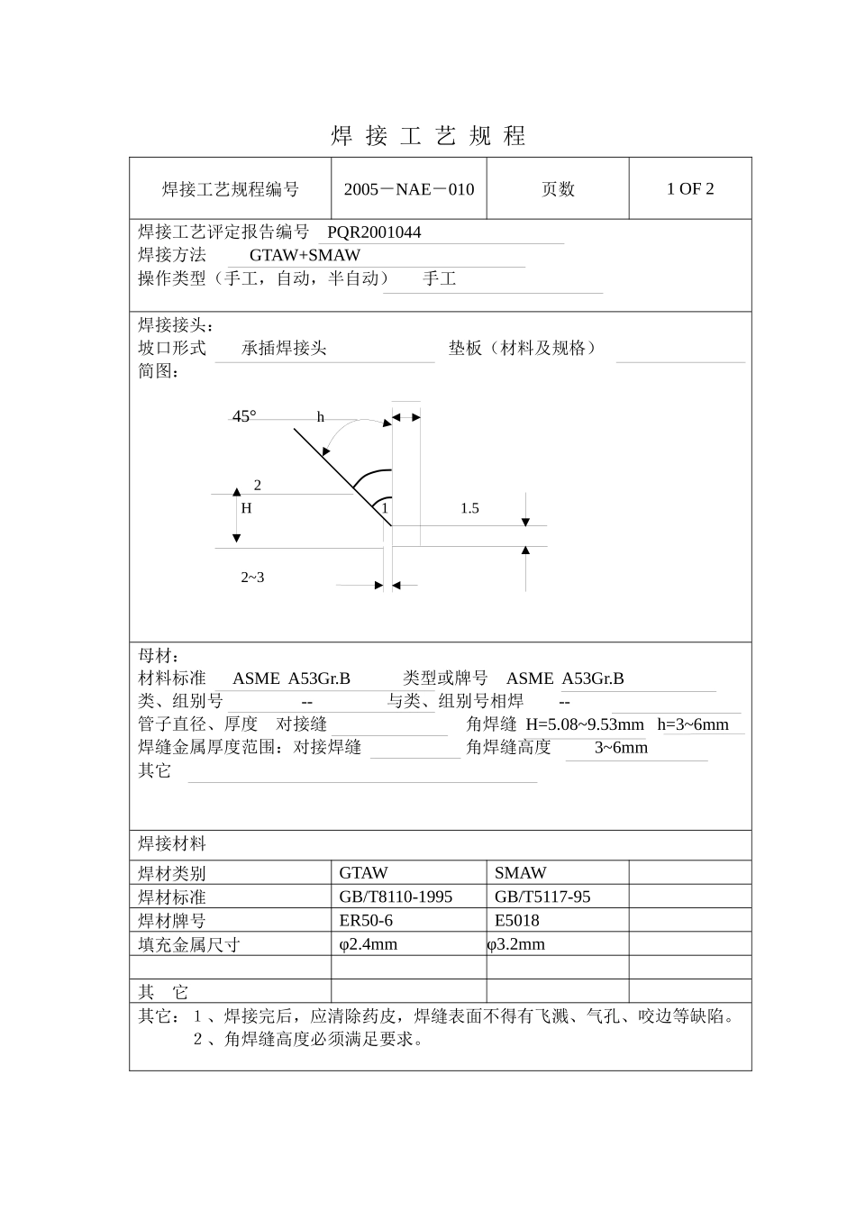 焊接工艺规程_第1页