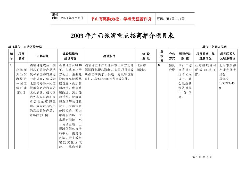 招商推介项目表_第1页