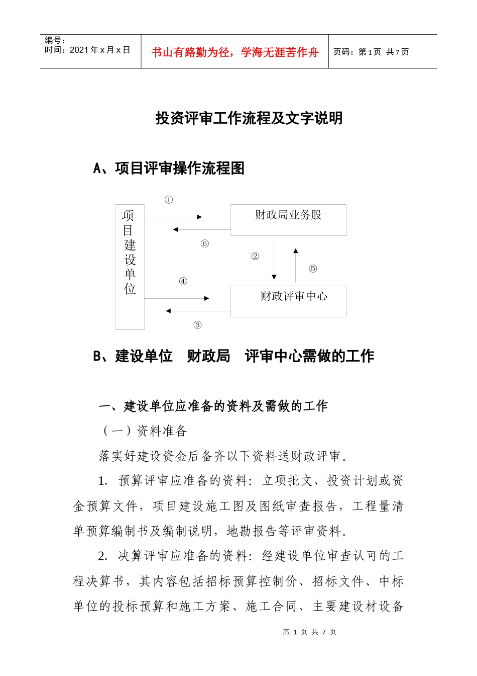 投资评审工作流程及文字说明_第1页